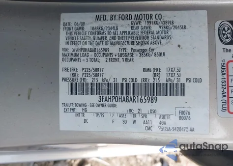 2010 Ford Fusion Se из США, поврежденный, VIN 3FAHP0HA8AR165989